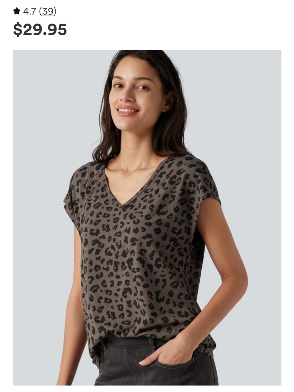 Halara V Neck Short Sleeve Leopard Print Casual T-Shirt